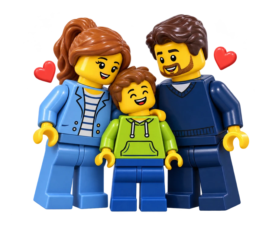LEGO-семья с сердечками